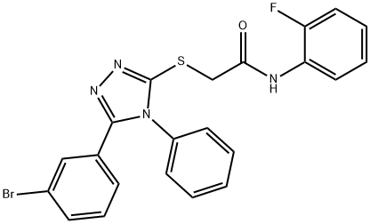 2-[[5-(3-bromophenyl)-4-phenyl-1,2,4-triazol-3-yl]sulfanyl]-N-(2-fluorophenyl)acetamide Struktur