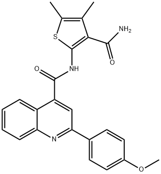 N-(3-carbamoyl-4,5-dimethylthiophen-2-yl)-2-(4-methoxyphenyl)quinoline-4-carboxamide Struktur