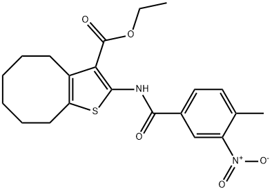 ethyl 2-[(4-methyl-3-nitrobenzoyl)amino]-4,5,6,7,8,9-hexahydrocycloocta[b]thiophene-3-carboxylate Struktur