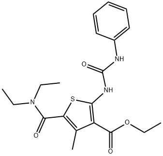 ethyl 5-(diethylcarbamoyl)-4-methyl-2-(phenylcarbamoylamino)thiophene-3-carboxylate Struktur