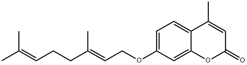 7-[(2E)-3,7-dimethylocta-2,6-dienoxy]-4-methylchromen-2-one Struktur