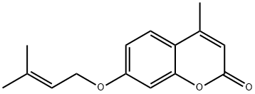 4-methyl-7-(3-methylbut-2-enoxy)chromen-2-one Struktur