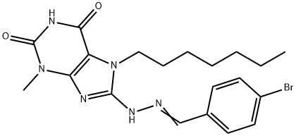 8-[(2E)-2-[(4-bromophenyl)methylidene]hydrazinyl]-7-heptyl-3-methylpurine-2,6-dione Struktur