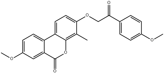 8-methoxy-3-[2-(4-methoxyphenyl)-2-oxoethoxy]-4-methylbenzo[c]chromen-6-one Struktur