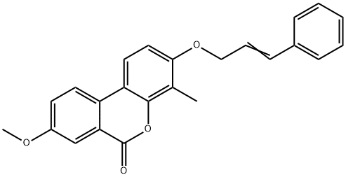 8-methoxy-4-methyl-3-[(E)-3-phenylprop-2-enoxy]benzo[c]chromen-6-one Struktur