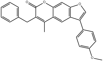 6-benzyl-3-(4-methoxyphenyl)-5-methylfuro[3,2-g]chromen-7-one Struktur