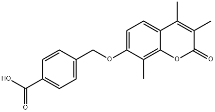 4-[(3,4,8-trimethyl-2-oxochromen-7-yl)oxymethyl]benzoic acid Struktur