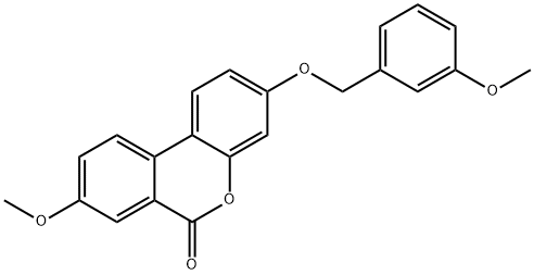 8-methoxy-3-[(3-methoxyphenyl)methoxy]benzo[c]chromen-6-one Struktur