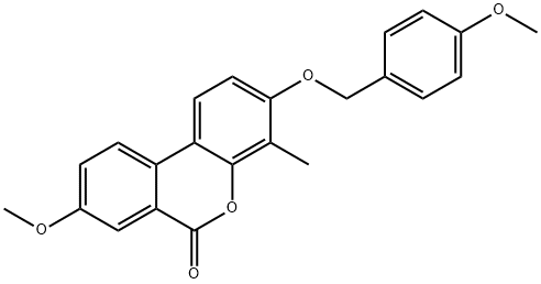 8-methoxy-3-[(4-methoxyphenyl)methoxy]-4-methylbenzo[c]chromen-6-one Struktur