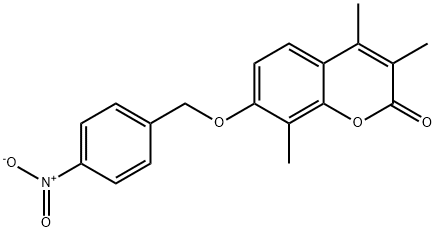 3,4,8-trimethyl-7-[(4-nitrophenyl)methoxy]chromen-2-one Struktur