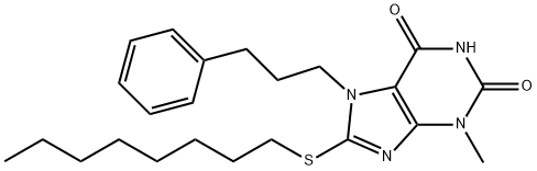 3-methyl-8-octylsulfanyl-7-(3-phenylpropyl)purine-2,6-dione Struktur