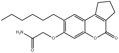 2-[(8-hexyl-4-oxo-2,3-dihydro-1H-cyclopenta[c]chromen-7-yl)oxy]acetamide Struktur