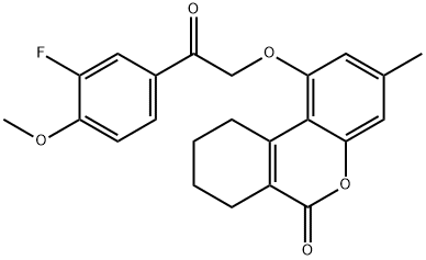 1-[2-(3-fluoro-4-methoxyphenyl)-2-oxoethoxy]-3-methyl-7,8,9,10-tetrahydrobenzo[c]chromen-6-one Struktur