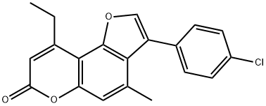 3-(4-chlorophenyl)-9-ethyl-4-methylfuro[2,3-f]chromen-7-one Struktur