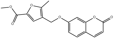 methyl 5-methyl-4-[(2-oxochromen-7-yl)oxymethyl]furan-2-carboxylate Struktur