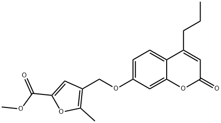 methyl 5-methyl-4-[(2-oxo-4-propylchromen-7-yl)oxymethyl]furan-2-carboxylate Struktur