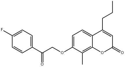 7-[2-(4-fluorophenyl)-2-oxoethoxy]-8-methyl-4-propylchromen-2-one Struktur