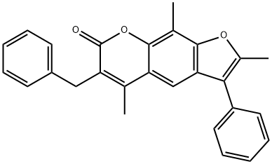 6-benzyl-2,5,9-trimethyl-3-phenylfuro[3,2-g]chromen-7-one Struktur