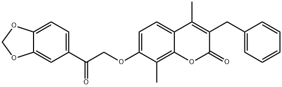 7-[2-(1,3-benzodioxol-5-yl)-2-oxoethoxy]-3-benzyl-4,8-dimethylchromen-2-one Struktur