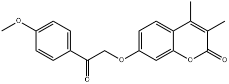 7-[2-(4-methoxyphenyl)-2-oxoethoxy]-3,4-dimethylchromen-2-one Struktur