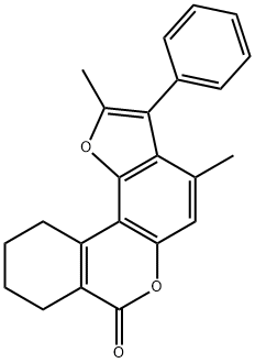 2,4-dimethyl-3-phenyl-8,9,10,11-tetrahydro-[1]benzofuro[6,7-c]isochromen-7-one Struktur