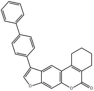 10-(4-phenylphenyl)-1,2,3,4-tetrahydro-[1]benzofuro[6,5-c]isochromen-5-one Struktur