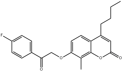 4-butyl-7-[2-(4-fluorophenyl)-2-oxoethoxy]-8-methylchromen-2-one Struktur