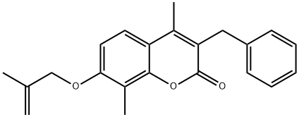 3-benzyl-4,8-dimethyl-7-(2-methylprop-2-enoxy)chromen-2-one Struktur