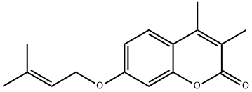 3,4-dimethyl-7-(3-methylbut-2-enoxy)chromen-2-one Struktur