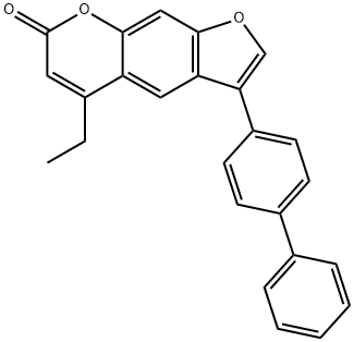 5-ethyl-3-(4-phenylphenyl)furo[3,2-g]chromen-7-one Struktur