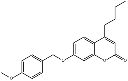 4-butyl-7-[(4-methoxyphenyl)methoxy]-8-methylchromen-2-one Struktur