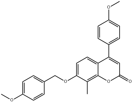 4-(4-methoxyphenyl)-7-[(4-methoxyphenyl)methoxy]-8-methylchromen-2-one Struktur