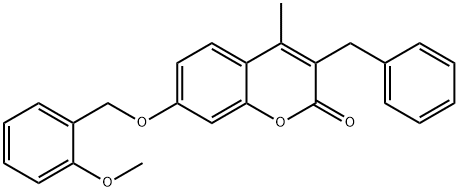 3-benzyl-7-[(2-methoxyphenyl)methoxy]-4-methylchromen-2-one Struktur