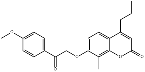 7-[2-(4-methoxyphenyl)-2-oxoethoxy]-8-methyl-4-propylchromen-2-one Struktur