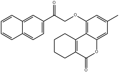 3-methyl-1-(2-naphthalen-2-yl-2-oxoethoxy)-7,8,9,10-tetrahydrobenzo[c]chromen-6-one Struktur