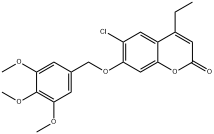 6-chloro-4-ethyl-7-[(3,4,5-trimethoxyphenyl)methoxy]chromen-2-one Struktur