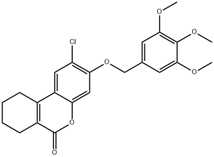 2-chloro-3-[(3,4,5-trimethoxyphenyl)methoxy]-7,8,9,10-tetrahydrobenzo[c]chromen-6-one Struktur