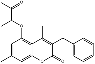 3-benzyl-4,7-dimethyl-5-(3-oxobutan-2-yloxy)chromen-2-one Struktur