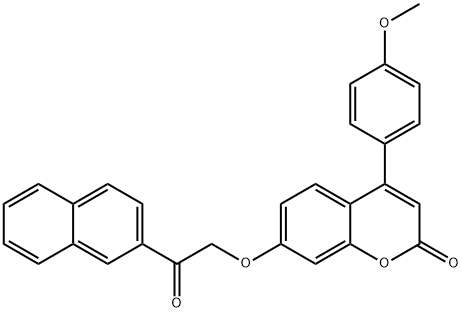 4-(4-methoxyphenyl)-7-(2-naphthalen-2-yl-2-oxoethoxy)chromen-2-one Struktur