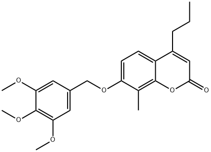 8-methyl-4-propyl-7-[(3,4,5-trimethoxyphenyl)methoxy]chromen-2-one Struktur