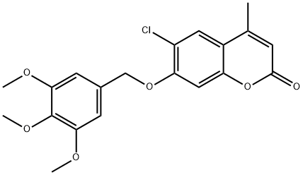 6-chloro-4-methyl-7-[(3,4,5-trimethoxyphenyl)methoxy]chromen-2-one Struktur