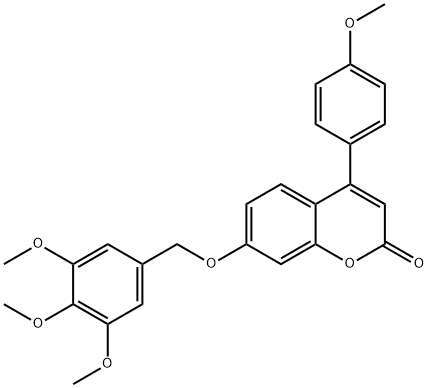 4-(4-methoxyphenyl)-7-[(3,4,5-trimethoxyphenyl)methoxy]chromen-2-one Struktur