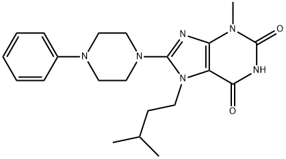 3-methyl-7-(3-methylbutyl)-8-(4-phenylpiperazin-1-yl)purine-2,6-dione Struktur