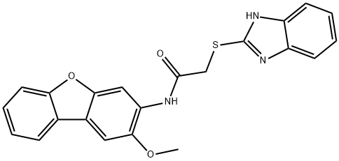 2-(1H-benzimidazol-2-ylsulfanyl)-N-(2-methoxydibenzofuran-3-yl)acetamide Struktur