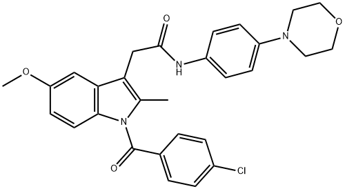 2-[1-(4-chlorobenzoyl)-5-methoxy-2-methylindol-3-yl]-N-(4-morpholin-4-ylphenyl)acetamide Struktur