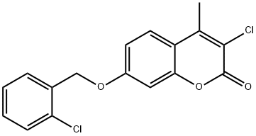 3-chloro-7-[(2-chlorophenyl)methoxy]-4-methylchromen-2-one Struktur