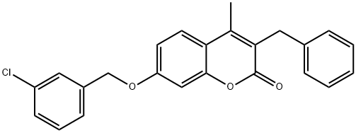 3-benzyl-7-[(3-chlorophenyl)methoxy]-4-methylchromen-2-one Struktur