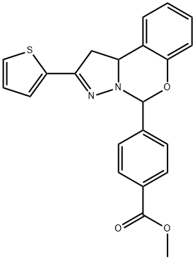 methyl 4-(2-thiophen-2-yl-5,10b-dihydro-1H-pyrazolo[1,5-c][1,3]benzoxazin-5-yl)benzoate Struktur