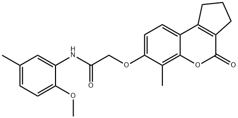 N-(2-methoxy-5-methylphenyl)-2-[(6-methyl-4-oxo-2,3-dihydro-1H-cyclopenta[c]chromen-7-yl)oxy]acetamide Struktur