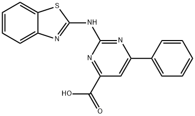 2-(1,3-benzothiazol-2-ylamino)-6-phenylpyrimidine-4-carboxylic acid Struktur